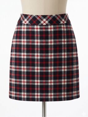 Talbots Red Plaid Wool Blend Skirt Preppy Tartan Size 10
